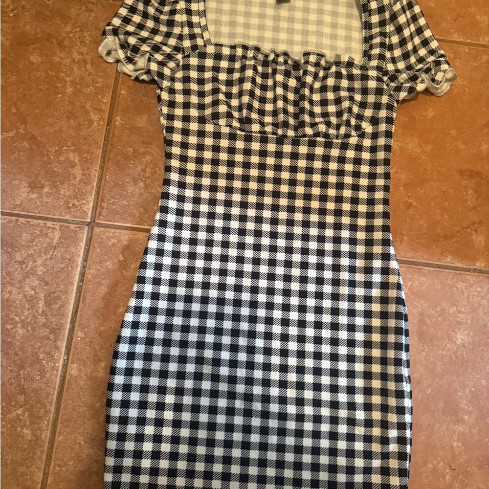 SHEIN Black and White Gingham Mini Dress